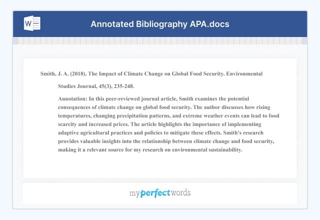 Annotated Bibliography APA